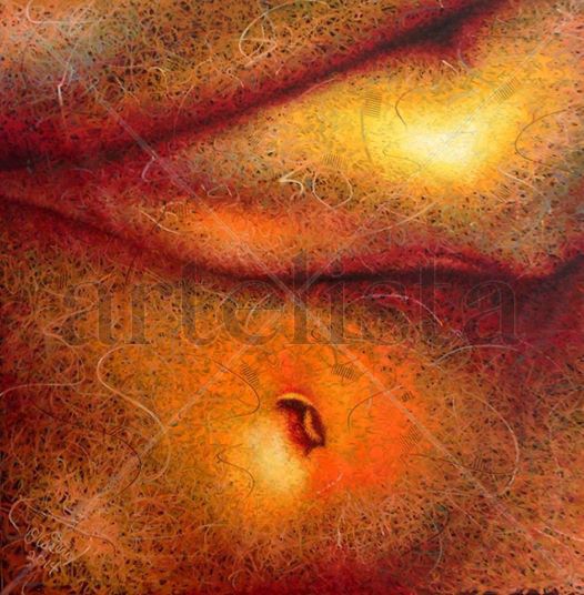 Abrazo Oil Textile Figure Painting