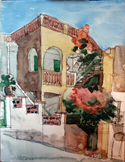 Casa al carrer st. Toribi Acuarela Papel Otros