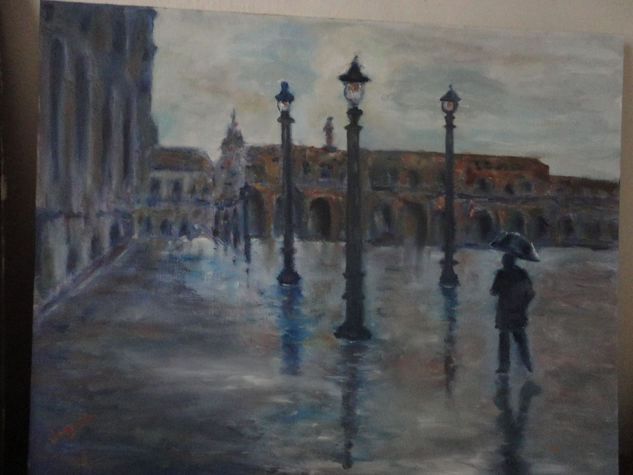 PARIS EN LLUVIA Oil Panel Landscaping