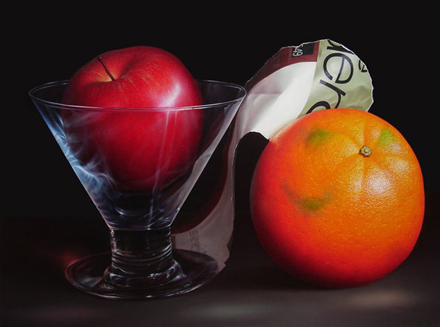 Vaso con manzana Óleo Tela Bodegones