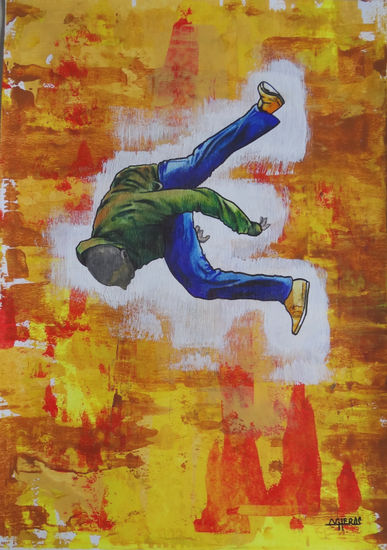 The Jump 5/6 Acrylic Card Figure Painting