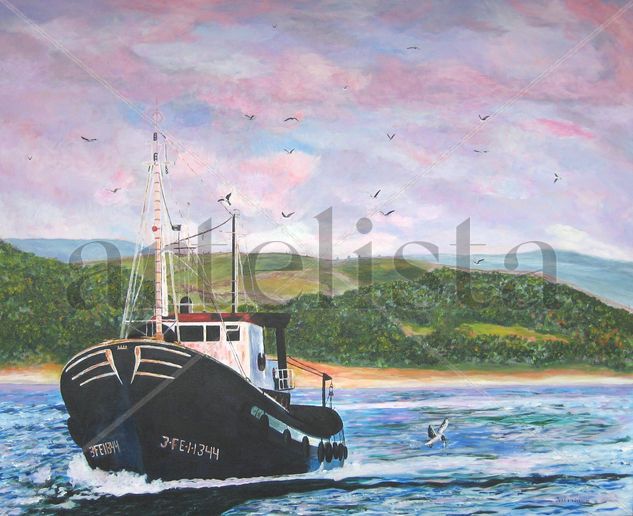 Regreso a puerto Acrylic Canvas Marine Painting