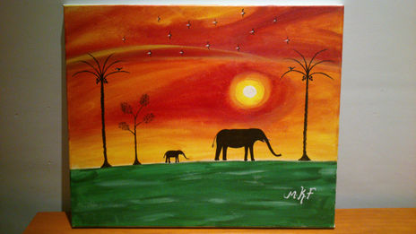 Sun set elephant