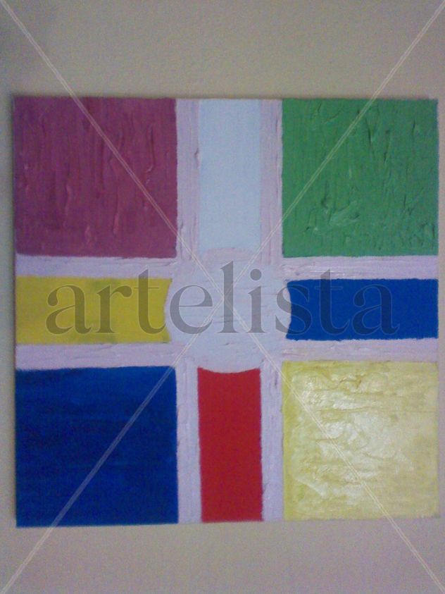 composición con verde azul amarillo y rojo