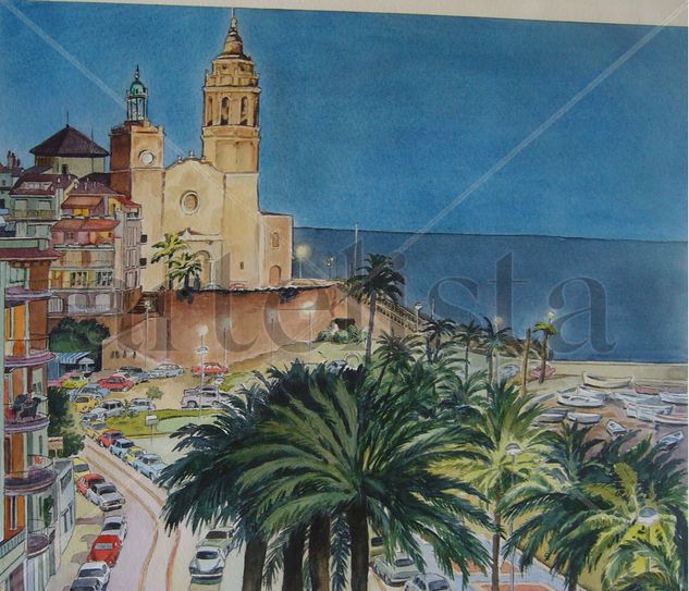 Sitges Watercolour Card Landscaping