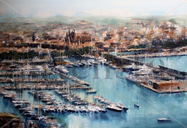 Bahia de Palma de Mallorca Oil Canvas Marine Painting