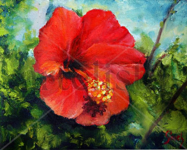 Hibiscus Oil Canvas Floral Painting