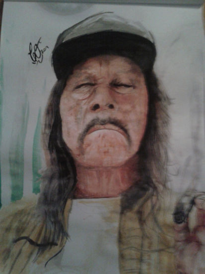 danny trejo Acuarela Papel Retrato