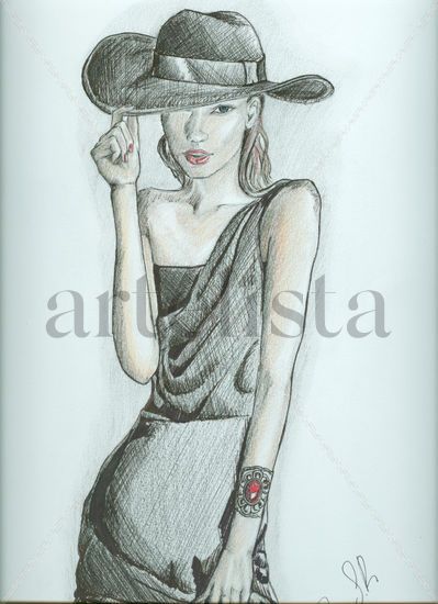 MUJER CON SOMBRERO Felt-tip pen Paper Others