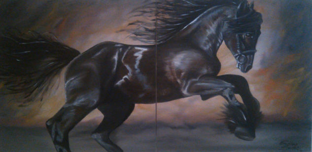 CABALLO GALOPANDO Oil Canvas Animals