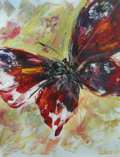 Mariposa de fuego Oil Canvas Animals