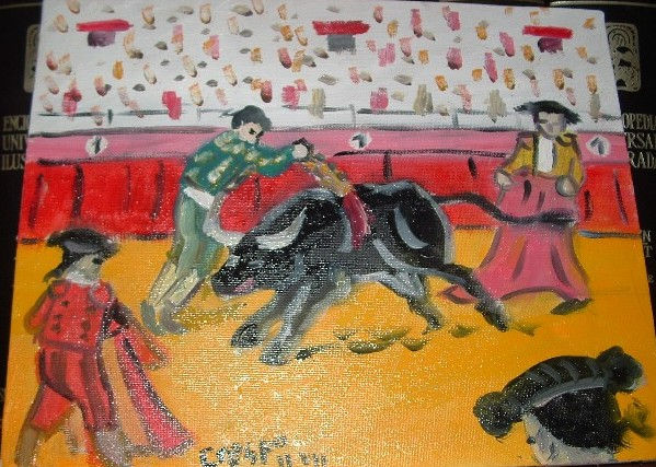 Toros ,Banderilleando Oil Canvas Landscaping