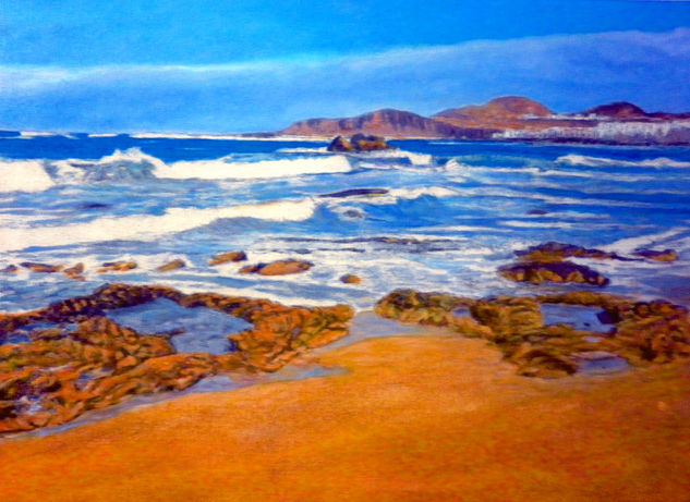 En la mañana (Playa de Las Canteras) Oil Canvas Marine Painting