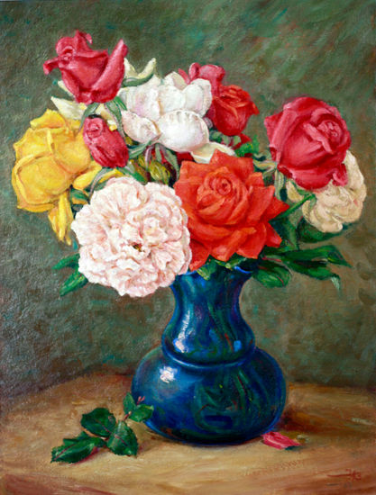 Las rosas viejas Oil Card Floral Painting