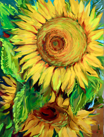 Girasoles Gouache Card Floral Painting