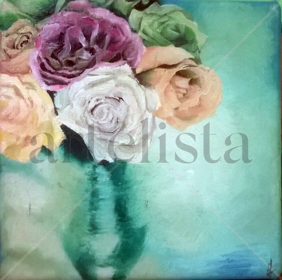 rosas vintage 1 Oil Canvas Floral Painting