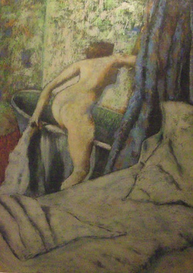 el baño Pastel Paper Nude Paintings