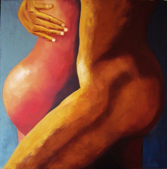 Abrazo. Oil Canvas Nude Paintings