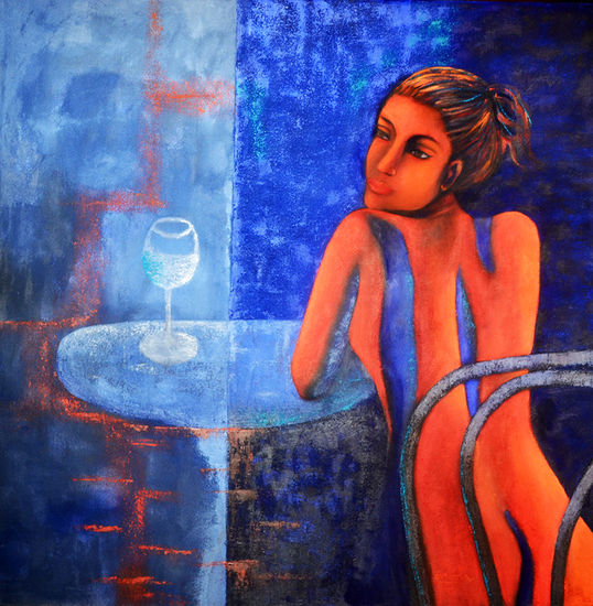 Café. Oil Canvas Nude Paintings