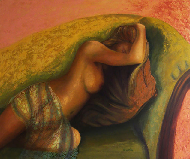 mujer_en_el_sofa. Oil Canvas Nude Paintings