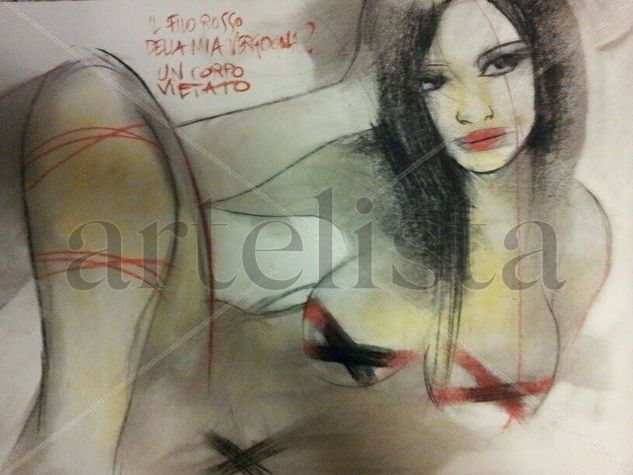 la femme triste Pastel Paper Portrait