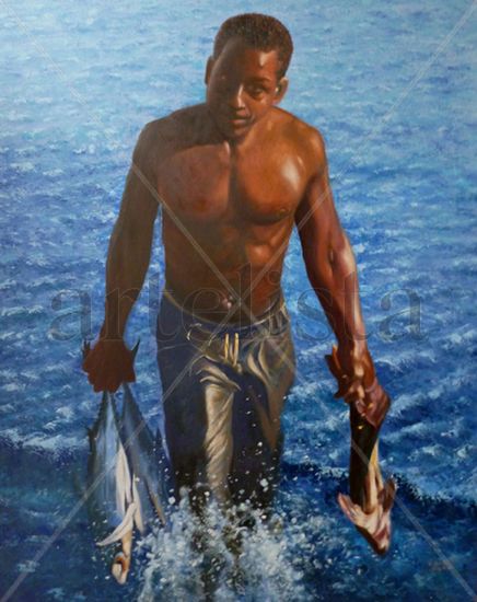 Un Pescador - 2012-01-31/Oli 69 Fr Oil Canvas Figure Painting