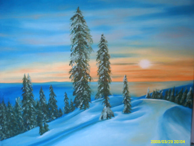 amanecer en la nieve Oil Canvas Landscaping