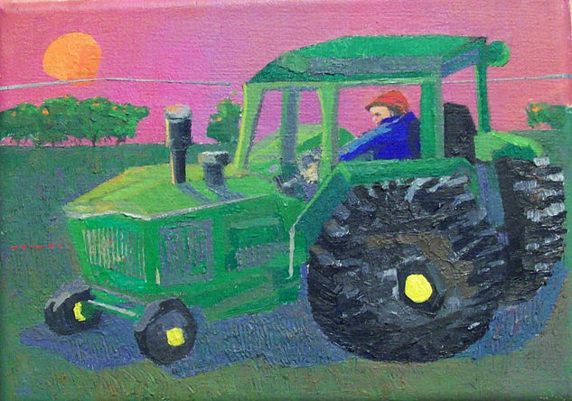 El tractor Oil Canvas Landscaping