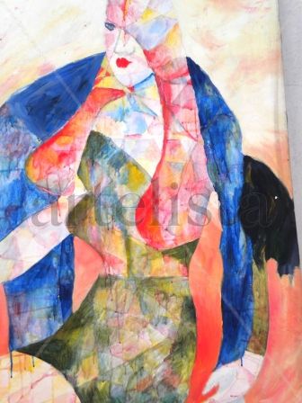 Pesado Karma Watercolour Canvas Figure Painting