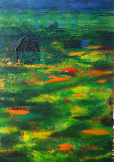 PAISAJE EN VERDES Mixed media Canvas Landscaping