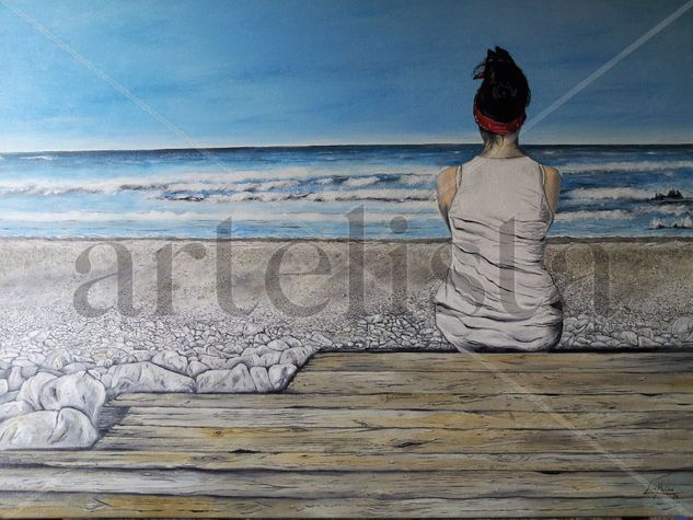 Mirando al mar Oil Canvas Marine Painting