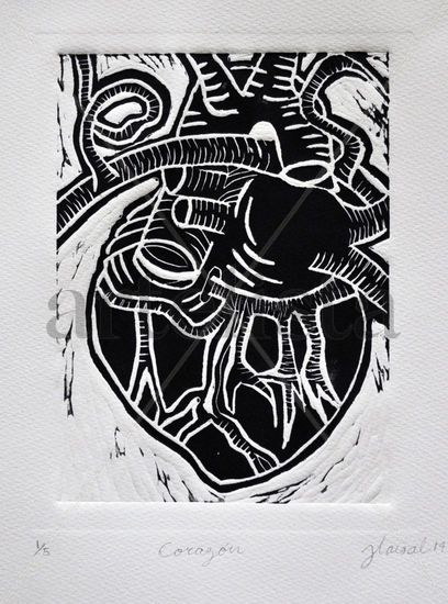 corazón Linocut