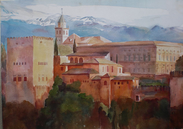 Alhambra (fragmento) Acuarela Papel Paisaje