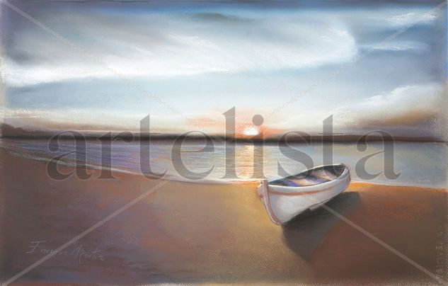 amanecer Pastel Paper Marine Painting