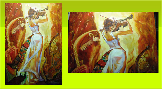 "Chopin...mis dedos y mi piano lo interpretaron" Oil Canvas Figure Painting