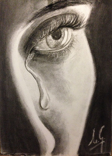 Crying looking around Charcoal