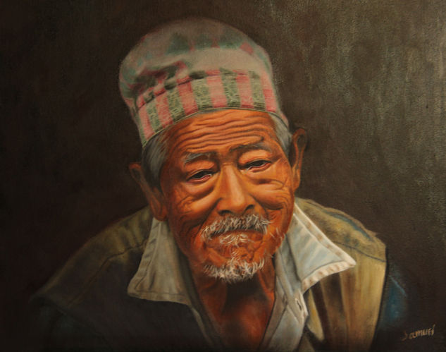 tibetano Óleo Lienzo Retrato