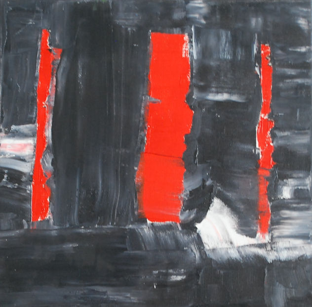 tres tablas rojas en gris