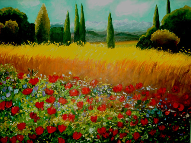 Campo en otoño Oil Canvas Landscaping