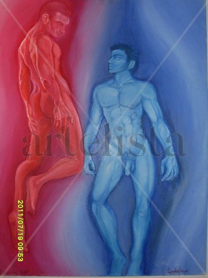 Dualidad masculina Oil Canvas Nude Paintings