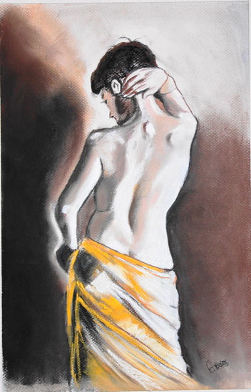 Torso desnudo Pastel Paper Figure Painting