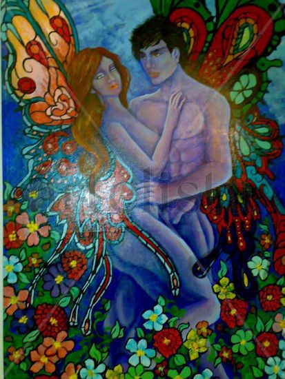 AMOR BAJO LA LUZ DE LUNA Acrylic Canvas Nude Paintings