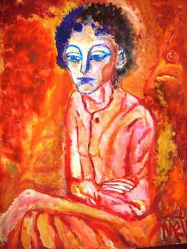 lady in red Acrylic Panel Figure Painting