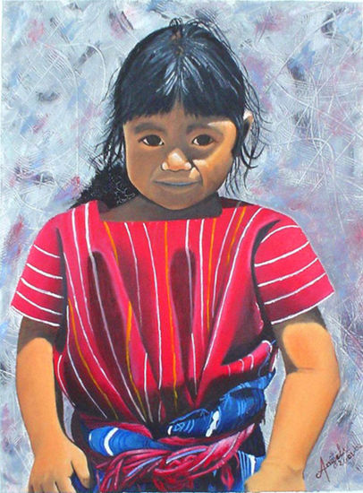 Niña Maya Oil Canvas Figure Painting