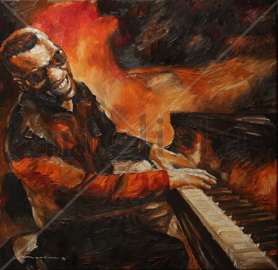 RAY CHARLES Óleo Lienzo Retrato