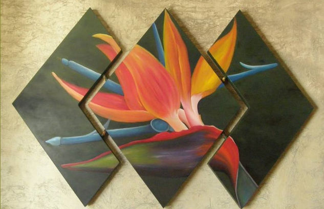 Ave del Paraiso Oil Panel Floral Painting