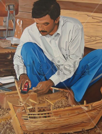 Abdu y el dhow Oil Canvas Portrait