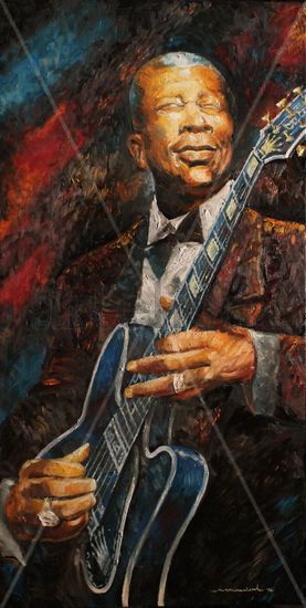 BB KING Óleo Lienzo Retrato