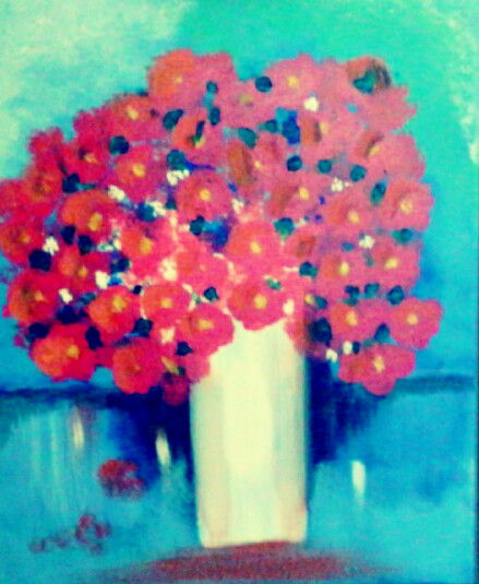 JARRON BLANCO CON FLORES