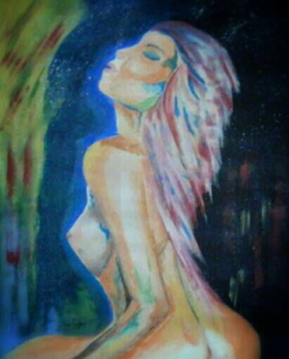 LUVIA EN MI ESPALDA Acrylic Card Nude Paintings